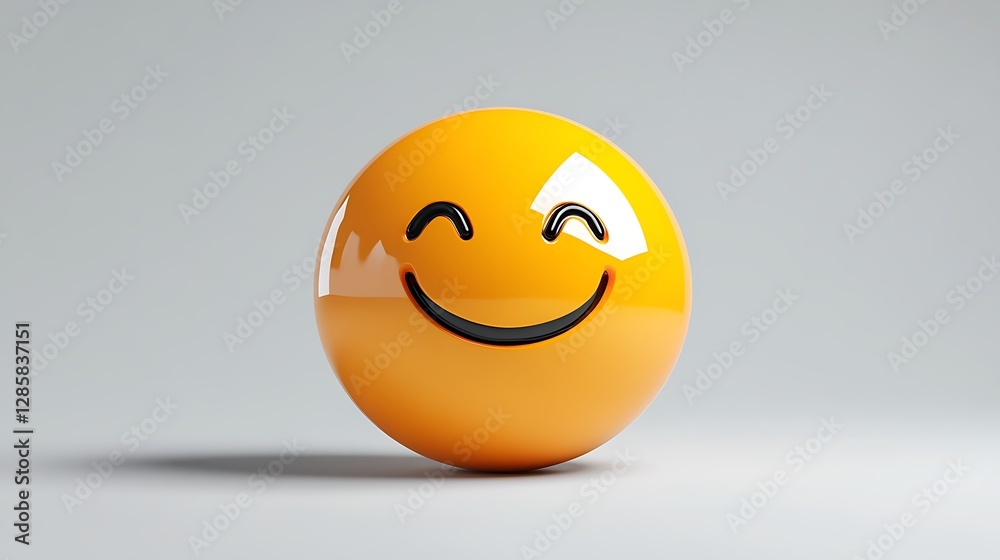 Smiling 3D Rendered Smiley Face on Neutral Background AI Generated Smiling 3D Rendered Smiley Face on Neutral Background AI Generated