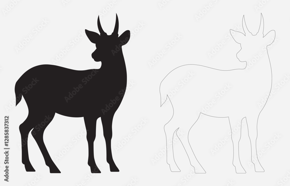Deer silhouette vector art Illustration Isolated on white background