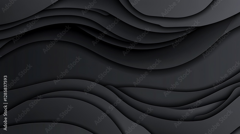 Obraz premium Abstract Dark Grey Waves: A 3D Rendered Design AI Generated