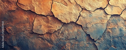 Background featuring stone texture with dark and golden wave patterns.