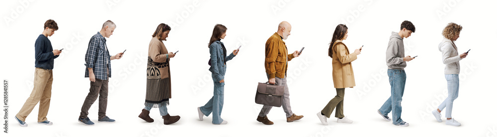 © StockPhotoPro - Group of ordinary people looking at their smartphone display