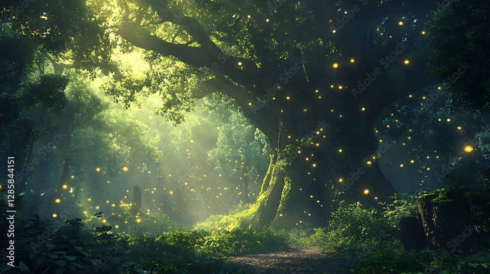 Obraz premium Ancient Trees in a Magical Forest