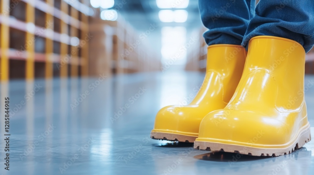 Fototapeta premium Ensuring Warehouse Safety on National Safety Day: Preventing Falling Objects with Proper Stacking Methods