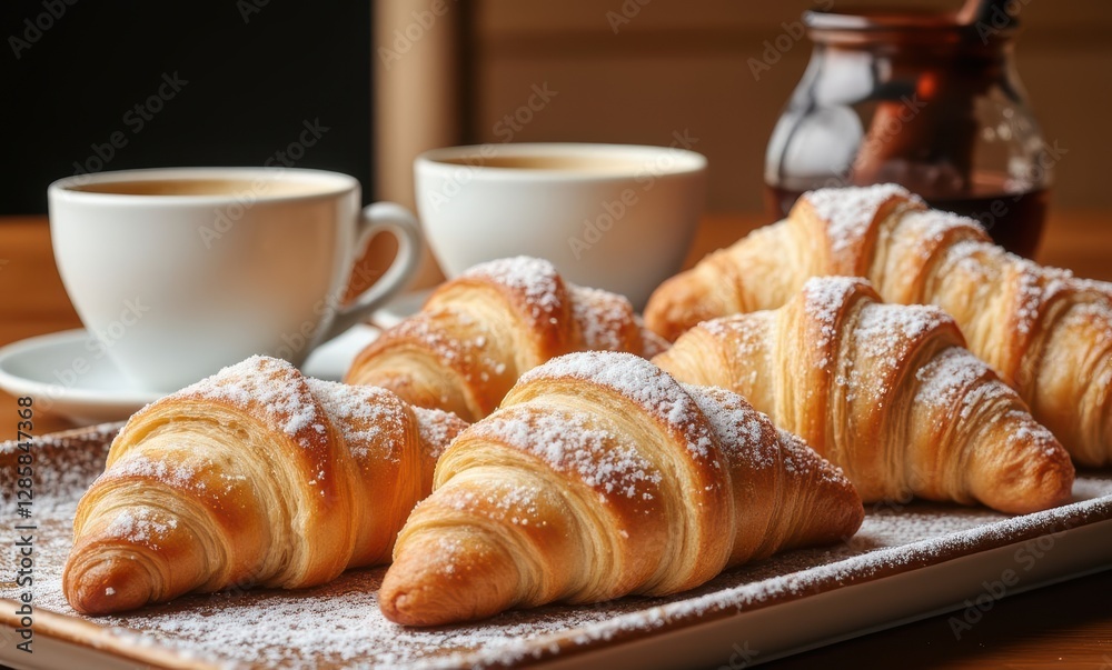 Delicious croissants with coffee Delicious croissants with coffee