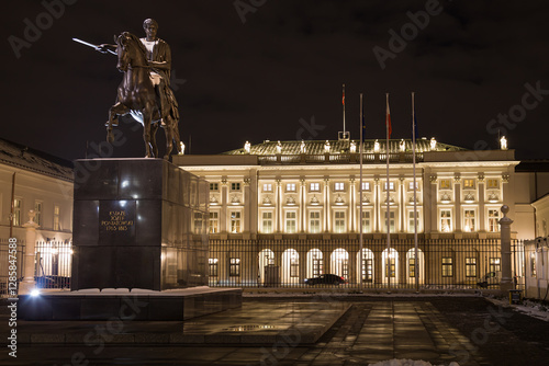 Obraz na płótnie Presidential Palace of Warsaw at Night w salonie