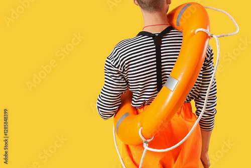 Male sailor with rescue rin...