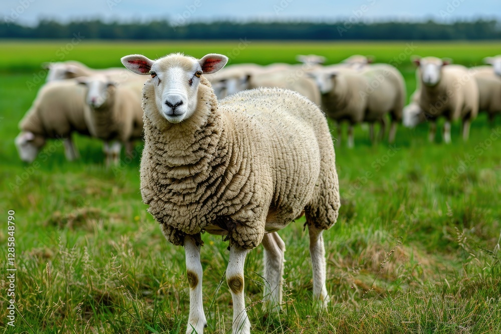Sharp Picture of View of Sheep on Grassy Field Sharp Picture of View of Sheep on Grassy Field