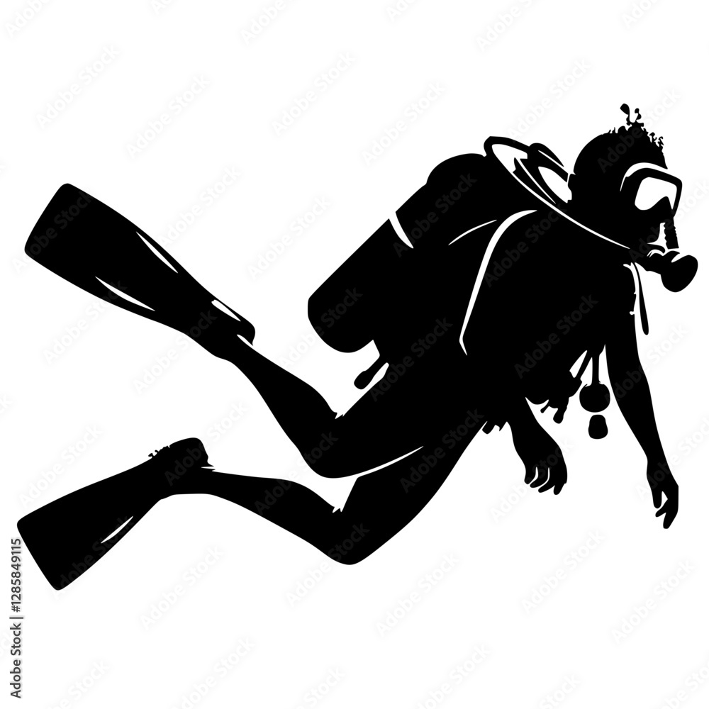 Silhouette of a diver Silhouette of a diver