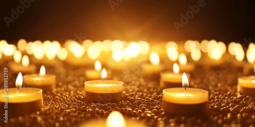 The warm glow of candle flames creates a serene ambiance.