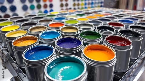 Fototapeta Naklejka Na Ścianę i Meble -  Creating vibrant interiors: the art of paint production.