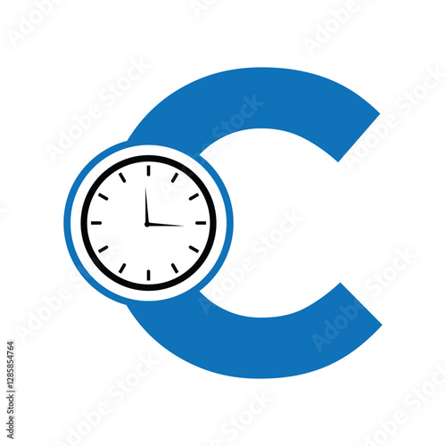 Clock Logo combine with letter C vector template