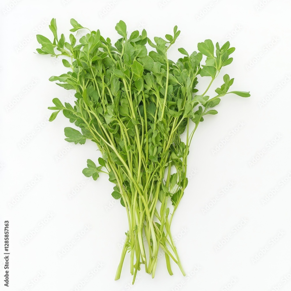 Vibrant Picture of a Photo Alfalfa, Isolated on a White Background Vibrant Picture of a Photo Alfalfa, Isolated on a White Background