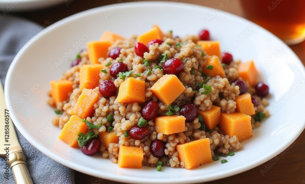 Colorful grain salad with fruits Colorful grain salad with fruits