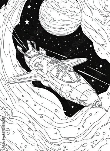 Exploring distant galaxies with a spacecraft amidst swirling cosmic elements