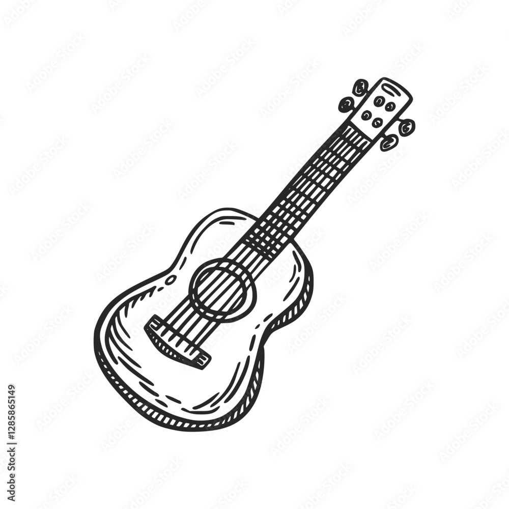 Guitar doodle icon. hand drawn sketch in vector isolated background Guitar doodle icon. hand drawn sketch in vector isolated background