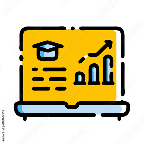 Data analysis on laptop with growth graph, business insights