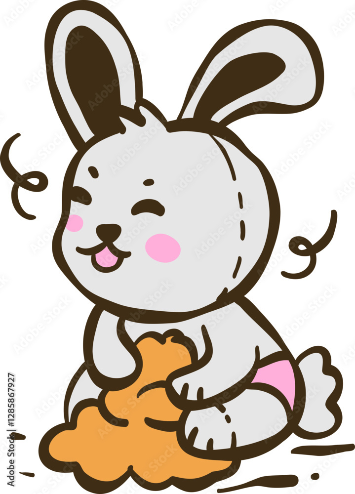 a cute bunny playing with sand illustration a cute bunny playing with sand illustration
