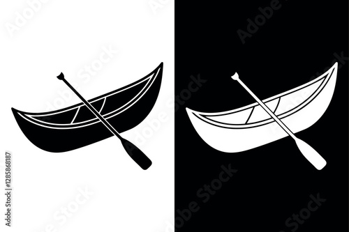 Canoe Silhouette Vector Icon Ideal for Travel & Nature Projects.