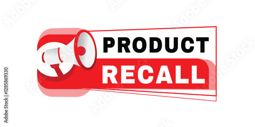 Product recall banner, tag  for announce. Design element, flat vector label illustration isolated.