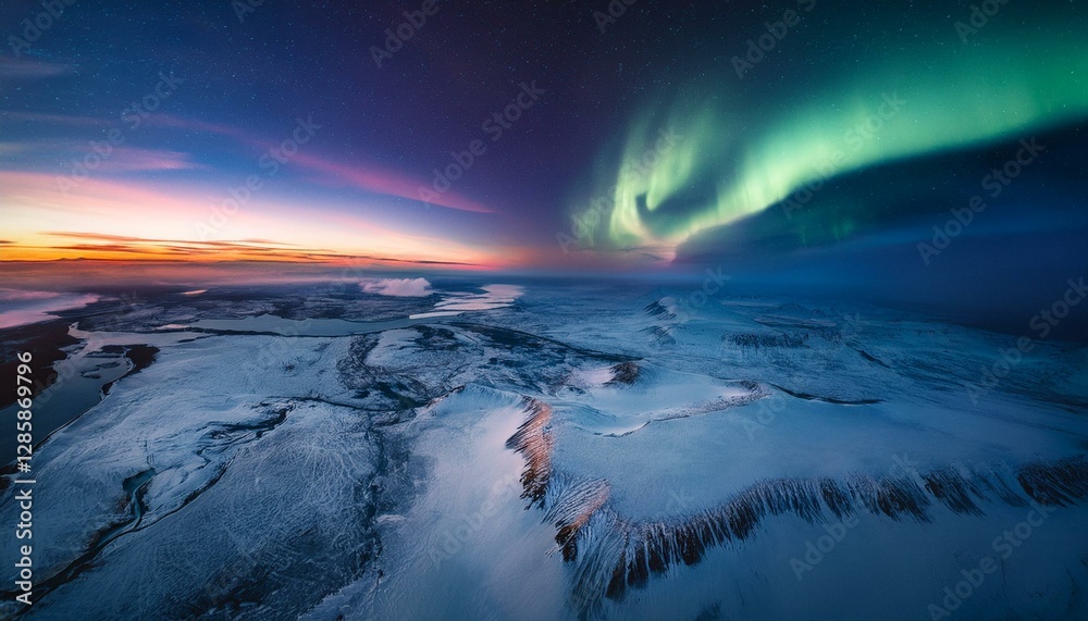 Fototapeta premium The colors of the aurora ignite the dark sky. 