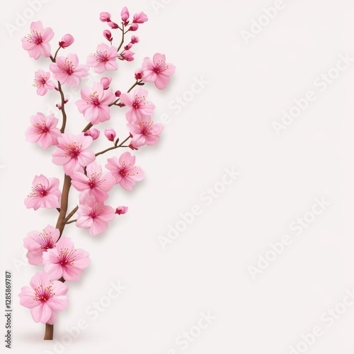 Wallpaper Mural Beautiful Cherry Blossom Branch with Pink Flowers over Light Background for Fresh Seasonal Decor Torontodigital.ca