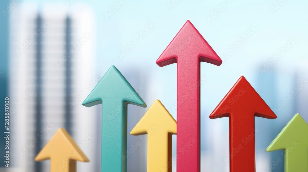 Colorful Arrow Graphs Indicating Positive Trends and Growth in Business Colorful Arrow Graphs Indicating Positive Trends and Growth in Business