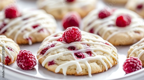 Delicious Raspberry White Chocolate Cookies with Icing Drizzle