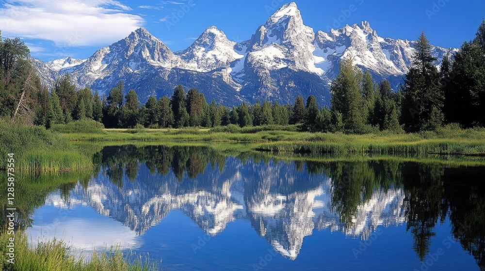 Majestic Mountain Reflection: A Serene Landscape Majestic Mountain Reflection: A Serene Landscape