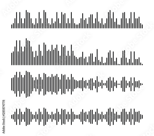 sound and audio waves set vector