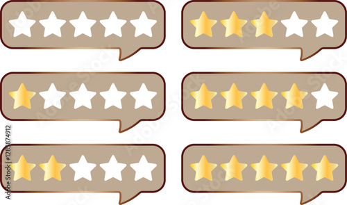 Five stars icon Vector golden gradient: Customers rate the product with five stars. Feedback, product reviews, and client or employee ratings .Vector illustration EPS 10.	