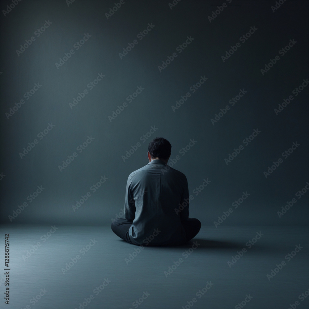 A haunting image of solitude, with a lone figure in a dim, desolate setting, evoking feelings of isolation, melancholy, and introspection A haunting image of solitude, with a lone figure in a dim, desolate setting, evoking feelings of isolation, melancholy, and introspection