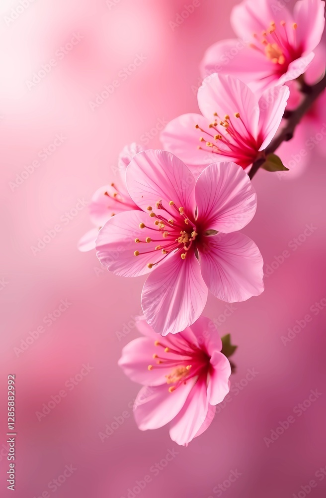 Sakura flower on pastel background. Spring Equinox, Hello Spring. Japan.