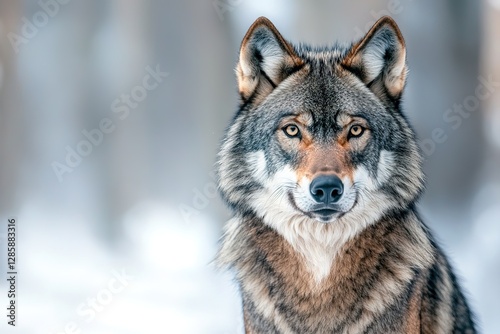 Eye to Eye: A Majestic Wolf's Intense Gaze in the Wintry Wilderness