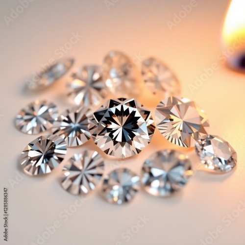 Pile of Sparkling Diamonds Gems Shimmering Under Warm Light