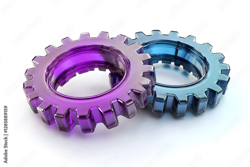 Gear and spare parts background. Workshop of a automotive factory for production of automotive gear and spare parts. Production of gears for automobile gearboxes for trucks. Small sharpness