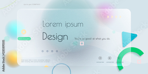 Abstract transparent glass. Element with blur geometric, circle shape, gradient color background. Modern vector design. Creative Glass morphism for business landing page, banner, poster template