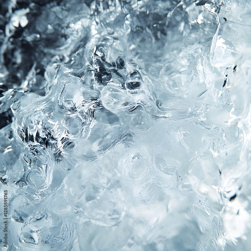 Abstract Ice Texture Glacial Blue Swirls and Crystal Formations Abstract Ice Texture Glacial Blue Swirls and Crystal Formations