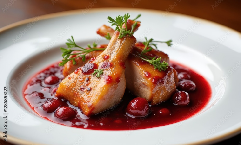 Delicious gourmet dish with sauce Delicious gourmet dish with sauce