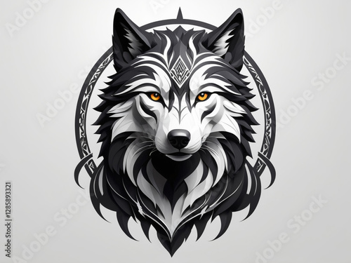 Black and White Wolf Head Celtic Knotwork Animal Portrait Digital Art