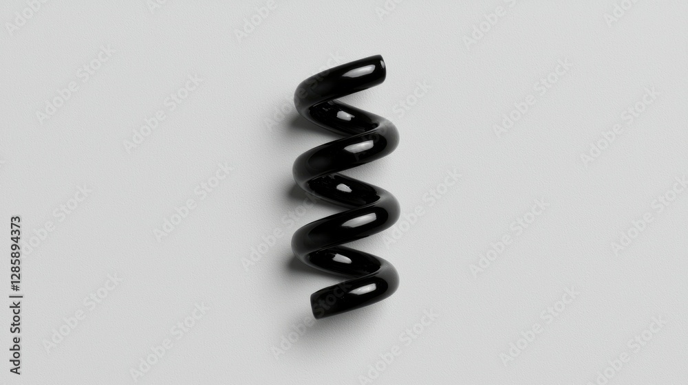 Black coil spring on white background for industrial design Black coil spring on white background for industrial design