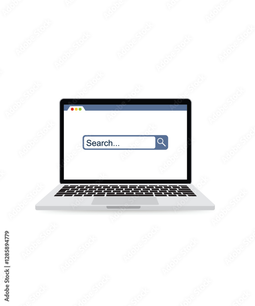 Laptop with blank internet browser window and search bar. stock illustration Laptop with blank internet browser window and search bar. stock illustration