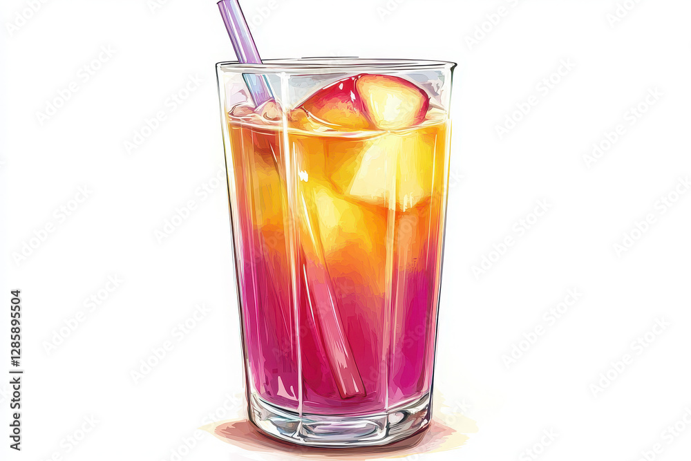 Fresh Apple Juice Illustration on White Background Fresh Apple Juice Illustration on White Background
