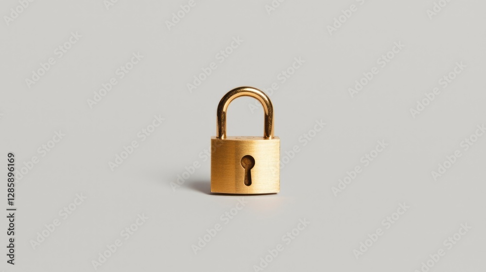 Gold padlock on gray background for security, privacy concepts Gold padlock on gray background for security, privacy concepts