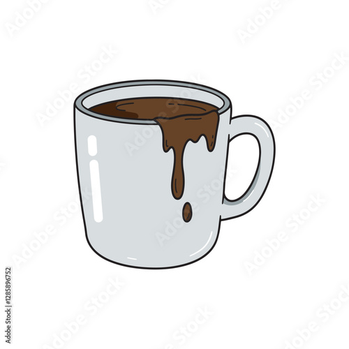Dripping Coffee Mug Cartoon Vector Illustration