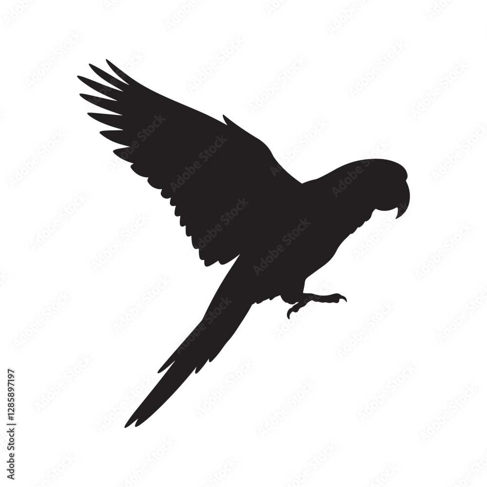 Fototapeta premium Flying Macaw Silhouette Vector Illustration