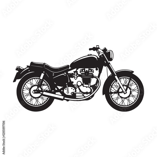 Classic Motorcycle Vector Illustration - Royal Enfield Style