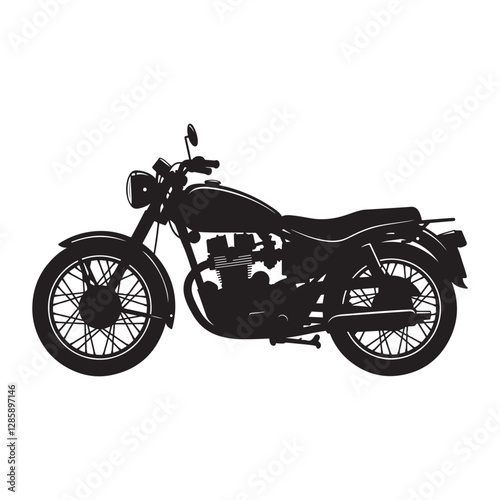 Classic Motorcycle Vector Illustration - Royal Enfield Style