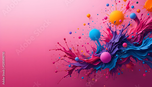Vibrant Paint Explosion, Colorful Abstract - Abstract art