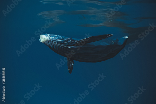 Ocean Pollution concept. Plastic Waste Into Marine Life