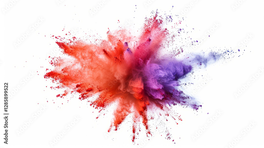 Bright colorful explosion of paints creating a dynamic visual display on a white background Bright colorful explosion of paints creating a dynamic visual display on a white background